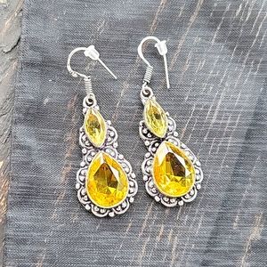 Artisan Yellow and Silver Earrings